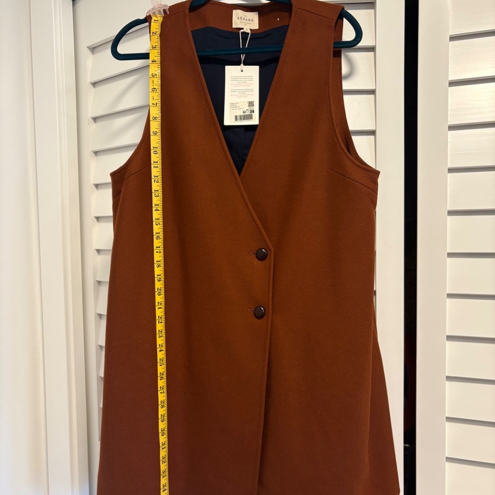 Sezane Natty Dress Brown - Size 14 - Picture 4 of 5